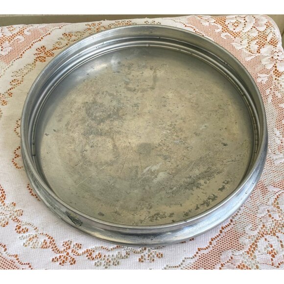 Vintage 1950s Mirro Spun Aluminum Cake Carrier Uranium Glass Knob - Picture 4 of 16